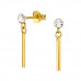 Bar Dangle Sterling Silver Ear Studs with Crystal