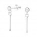 Silver Hanging Bar Ear Studs with Crystal