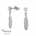 Silver Ear Studs with Hanging Feather and Crystal