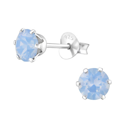 Silver Round Ear Studs with Genuine European Crystals