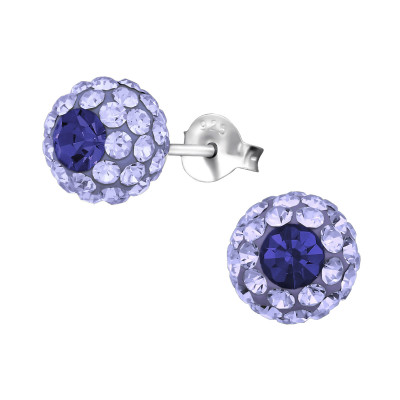 Evil Eye Sterling Silver Ear Studs with Crystal