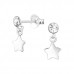 Star Sterling Silver Ear Studs with Crystal