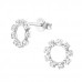 Silver Circle Ear Studs with Crystal