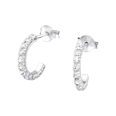 Semicircle Sterling Silver Crystal Ear Studs