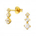 Silver Three-Stone Bar Ear Studs with Crystal