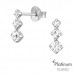 Silver Bar Ear Studs with Crystal