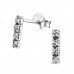 Silver Bar Ear Studs with Crystal