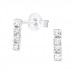 Silver Bar Ear Studs with Crystal