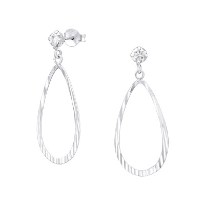 Pear Sterling Silver Ear Studs with Cubic Zirconia