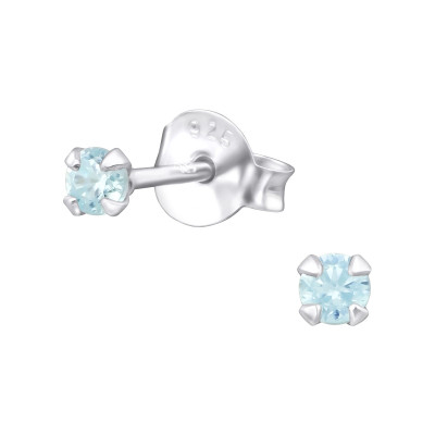 Silver Round 2.5mm Ear Studs with Cubic Zirconia