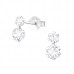 Silver Round Ear Studs with Cubic Zirconia