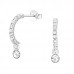 Silver Half Hoop Ear Studs with Cubic Zirconia and Hanging Crystal