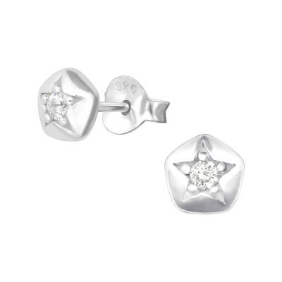 Silver Star Ear Studs with Cubic Zirconia