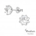 Silver Flower Ear Studs with Cubic Zirconia