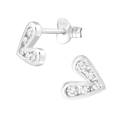 Silver Arrowhead Ear Studs with Cubic Zirconia