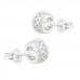 Silver Sparkling Ear Studs with Cubic Zirconia