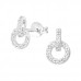 Silver Circle Link Ear Studs with Cubic Zirconia