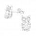 Owl Sterling Silver Ear Studs with Cubic Zirconia