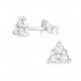 Triangle Sterling Silver Ear Studs with Cubic Zirconia