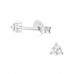 Silver Triangle Ear Studs with Cubic Zirconia