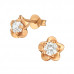 Silver Flower Ear Studs with Cubic Zirconia