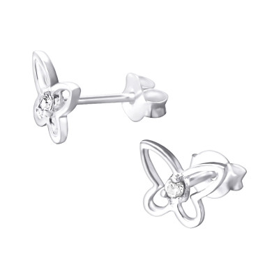 Butterfly Sterling Silver Ear Studs with Cubic Zirconia