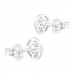 Silver Flower Ear Studs with Cubic Zirconia