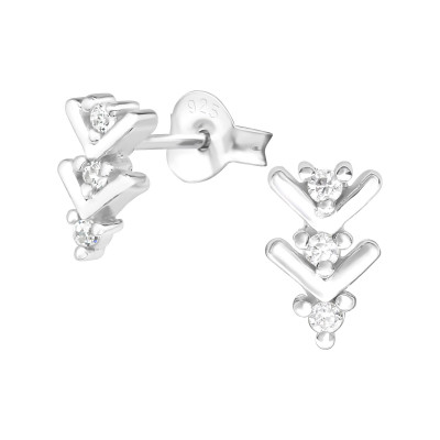 Silver Arrow Ear Studs with Cubic Zirconia