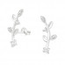 Silver Leaf Ear Studs with Cubic Zirconia