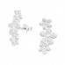 Silver Flowers Ear Studs with Cubic Zirconia