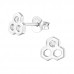 Silver Honeycomb Ear Studs with Cubic Zirconia