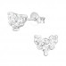 Silver Heart Ear Studs with Cubic Zirconia