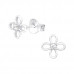 Silver Flower Ear Studs with Cubic Zirconia