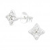 Silver Flower Ear Studs with Cubic Zirconia