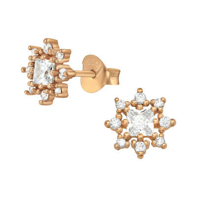 Silver Sparkling Ear Studs with Cubic Zirconia