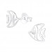 Silver Fish Ear Studs with Cubic Zirconia