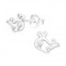 Silver Whale Ear Studs with Cubic Zirconia