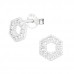 Silver Hexagon Ear Studs with Cubic Zirconia