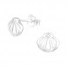 Silver Shell Ear Studs with Cubic Zirconia