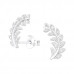Silver Olive Leaf Ear Studs with Cubic Zirconia