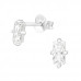 Silver Ear Studs with Baguette Cubic Zirconia