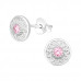 Silver Flower Ear Studs with Cubic Zirconia