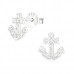 Silver Anchor Ear Studs with Cubic Zirconia