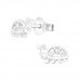 Silver Ladybug Ear Studs with Cubic Zirconia