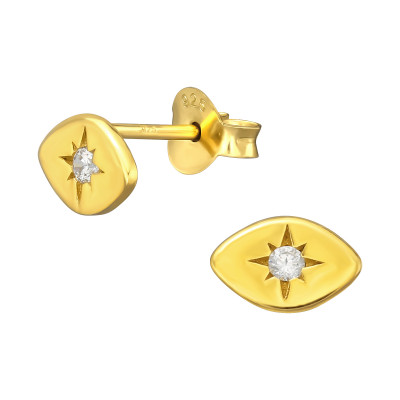 Silver Star Ear Studs with Cubic Zirconia