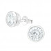 Silver Round Ear Studs with Cubic Zirconia