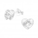 Silver Heart Ear Studs with Cubic Zirconia