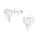 Silver Half Heart Ear Studs with Cubic Zirconia