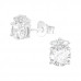 Silver Round Ear Studs with Cubic Zirconia