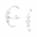 Silver Curved Ear Studs with Cubic Zirconia